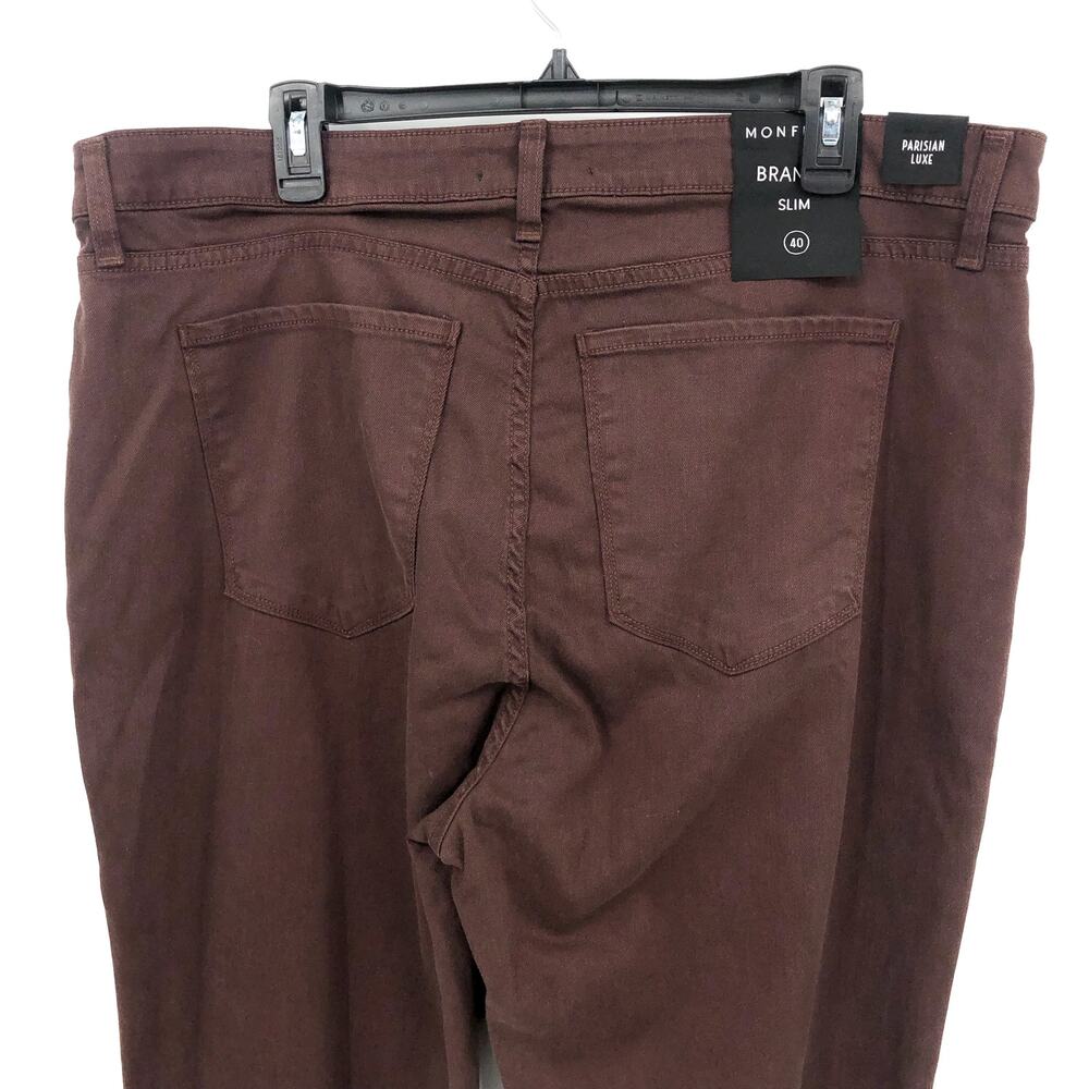 MONFRERE Men's Brando Slim Fit Jeans 40x31 Brown Cafe Straight Parisian Luxe NWT - Picture 7 of 12